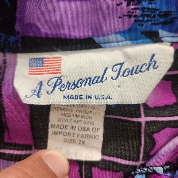 Vtg A Personal Touch Womens Short Sleeve Hawaiian Floral Button Up Shirt Sz 2XL - Picture 4 of 8